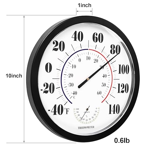 Indoor Outdoor Thermometer Wall Large Numbers Thermometer No Battery 10" - Image 7