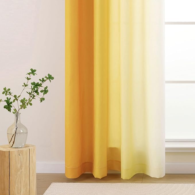 L.Z.E Gold and White Ombre Privacy Curtains 72 Inch Length 2 Panels Set Gold - Image 5