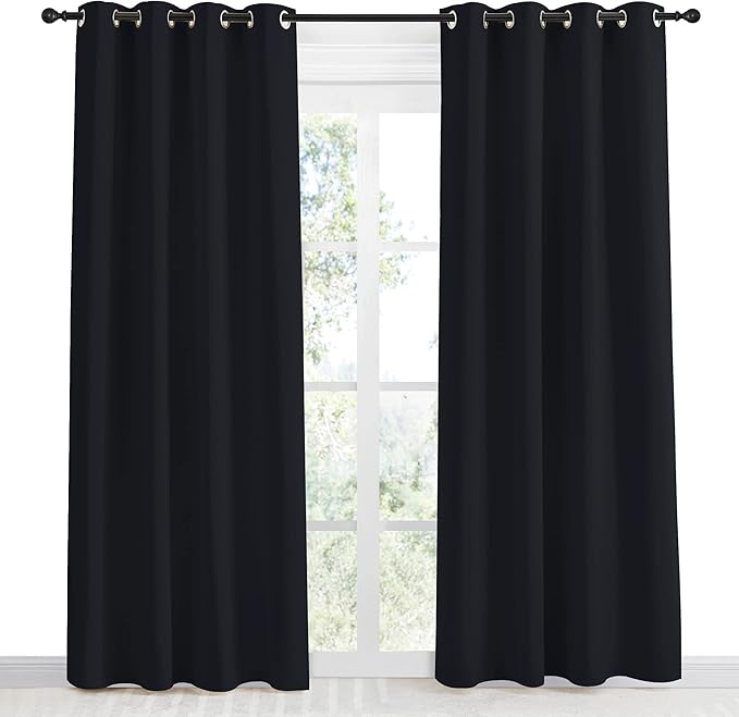 NICETOWN Black Blackout Curtain 86 inch Length, W55 x L86 Inch, 8 Grommets Top - Image 2