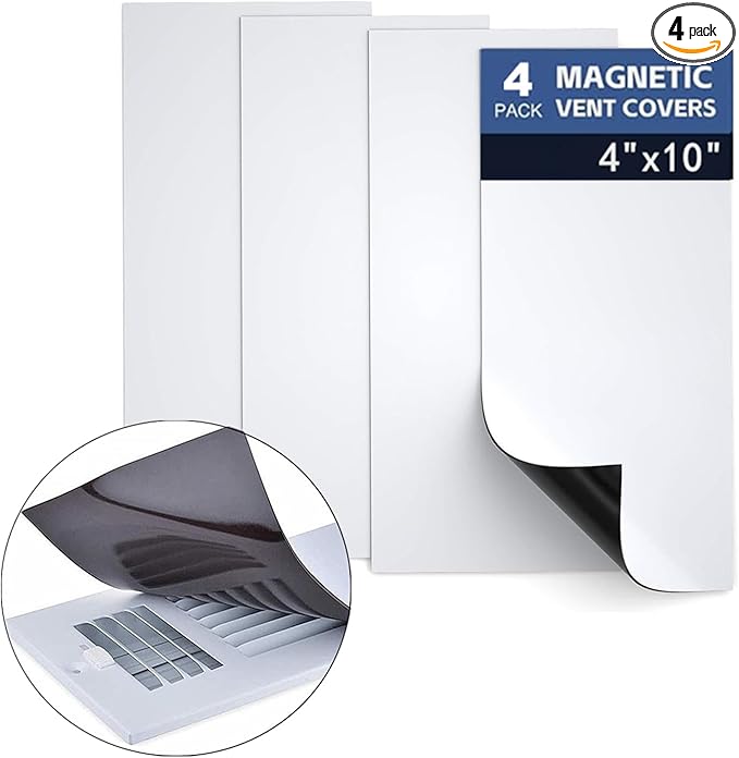 Magnetic Vent Covers 4" X 10", ANTFEES 4 Pack Thick Stronger Magnet Air Vent by Unknown