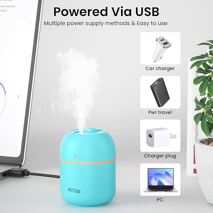 Portable Small Humidifier, WUTAER USB Personal Desktop Humidifier - Image 5