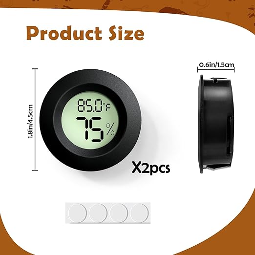 2PCS Reptile Thermometer and Humidity Gauge, Digital Adhesive Reptile Terrarium - Image 2