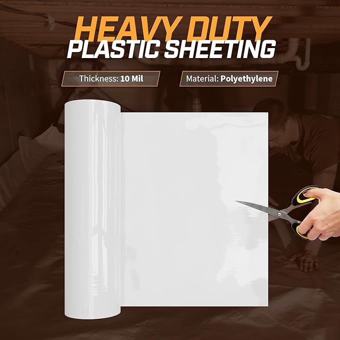 Crawl Space Vapor Barrier, 10mil Film, Heavy Duty Polyethylene Film, Drop Cloth - Image 6