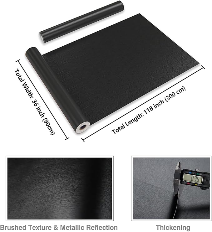CRE8TIVE Wide 36"x118" Black Stainless Steel Contact Paper - Image 2