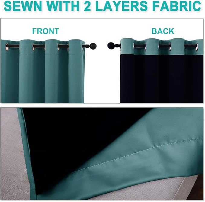 NICETOWN Complete 100% Blackout Curtain Set, Thermal Insulated & Energy - Image 4