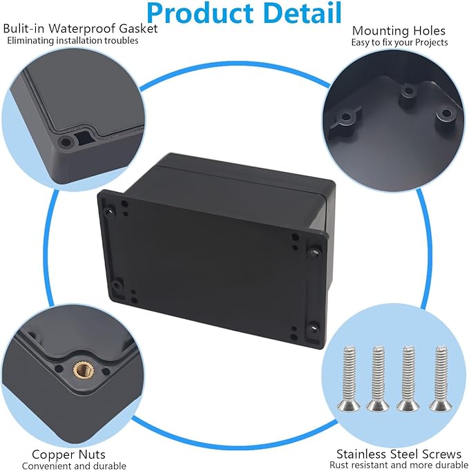 Outdoor Waterproof Junction Box IP67 Project Box ABS Black Electrical Boxes - Image 6