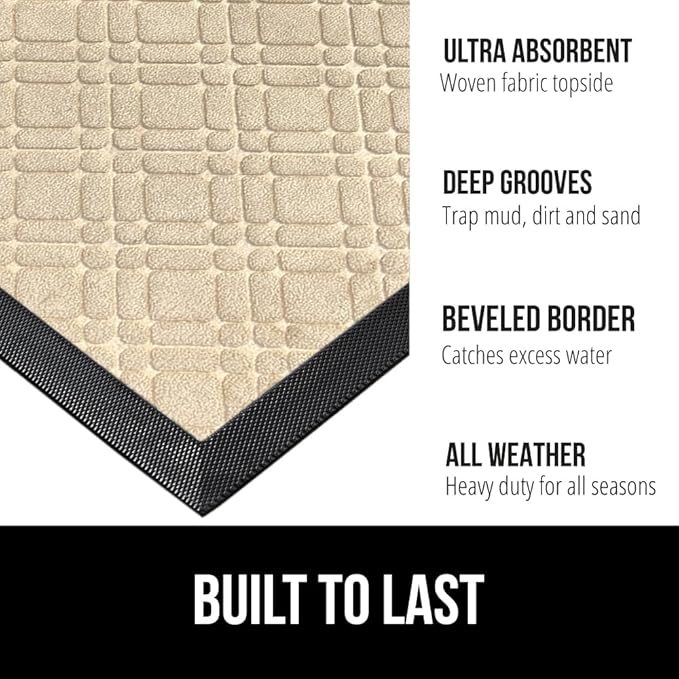 GORILLA GRIP 100% Waterproof All-Season WeatherMax Doormat 35x23, US Designed - Image 2