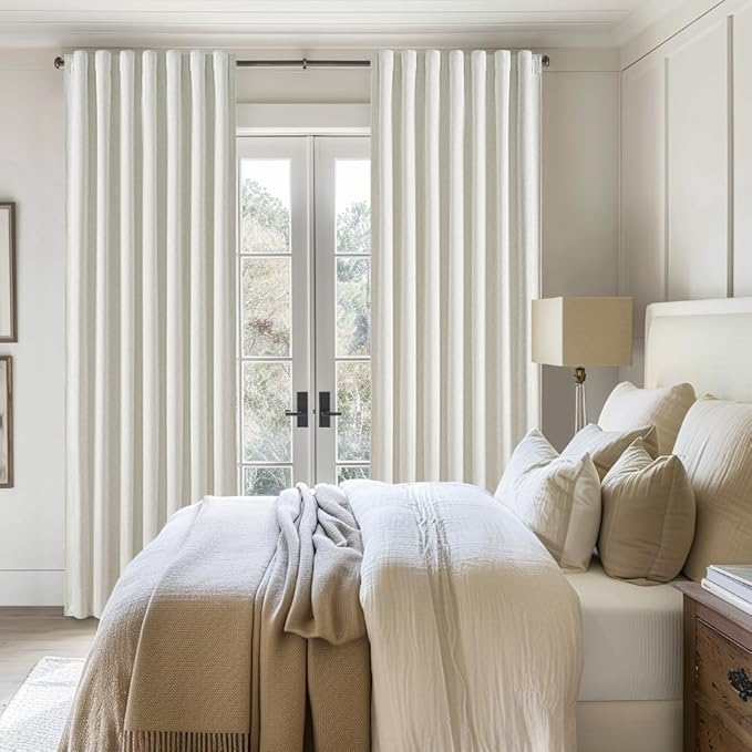 Pleated Curtains with Pin Hooks Linen Kitchen 45 Inch Length 2 Panels Set - Image 8