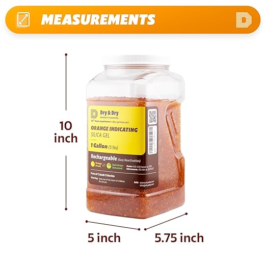 Dry & Dry Premium Orange Indicating Silica Gel Desiccant Beads - Image 2