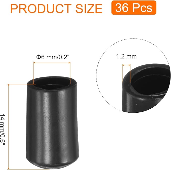 uxcell 36pcs Round Chair Leg Caps 6mm/0.2" PVC Chair Leg Floor Protectors - Image 2