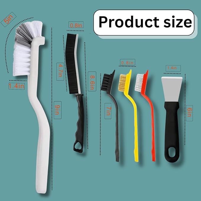 Crevice Cleaning Brush Set 11-Piece Multi-Purpose Hard & Soft Bristle Brushes - Image 2