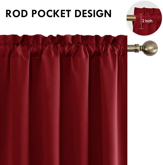 DWCN Christmas Burgundy Room Darkening Blackout Curtains - Image 4