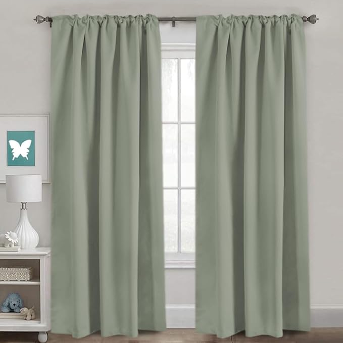 H.VERSAILTEX Back Tab Sage Green Curtains 90 Inch Long - Image 3