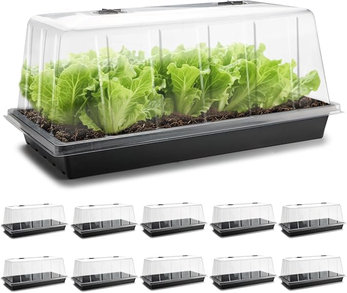1020 Trays with Tall 7.3'' Dome, Heavy Duty 1020 Seed Trays and Flats with Lid by RooTrimmer
