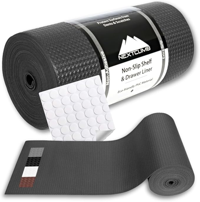 Shelf Liner, Drawer Liner & Kitchen Cabinet Liner – Thick Waterproof Rubber by NextClimb