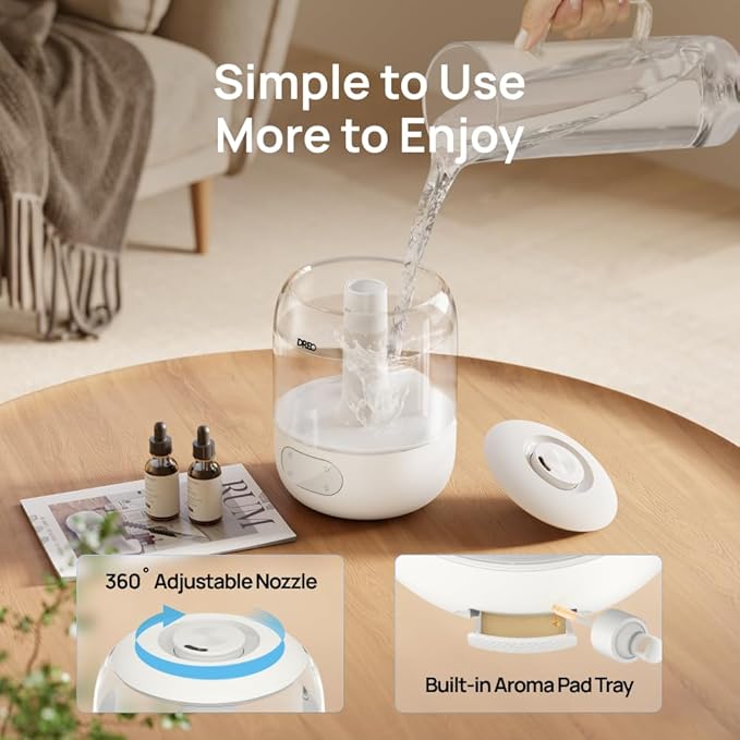 DREO Humidifiers for Bedroom, 3L Top Fill 30H & 26dB Quiet Runtime for Large - Image 7