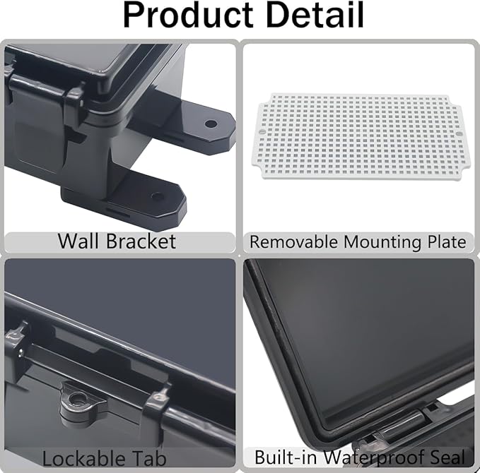 Junction Box, Hinged Black Cover IP67 Waterproof ABS Project Box - Image 4