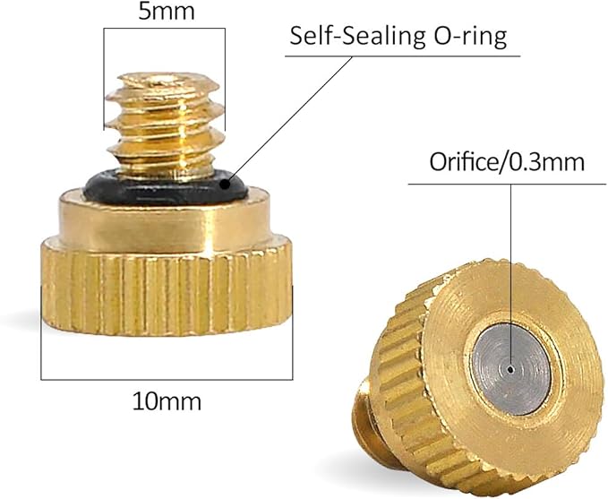 32 Pack- Brass Misting Nozzles For Outdoor Cooling System, 0.012” Orifice 10/24 - Image 2