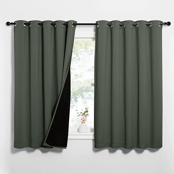 NICETOWN Dark Mallard 100% Blackout Lined Curtains, 2 Thick Layers Completely by NICETOWN