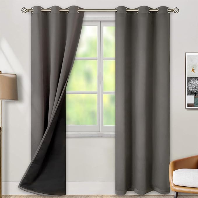BGment Grey Blackout Curtains 84 Inches Long 2 Panels Set by BGment