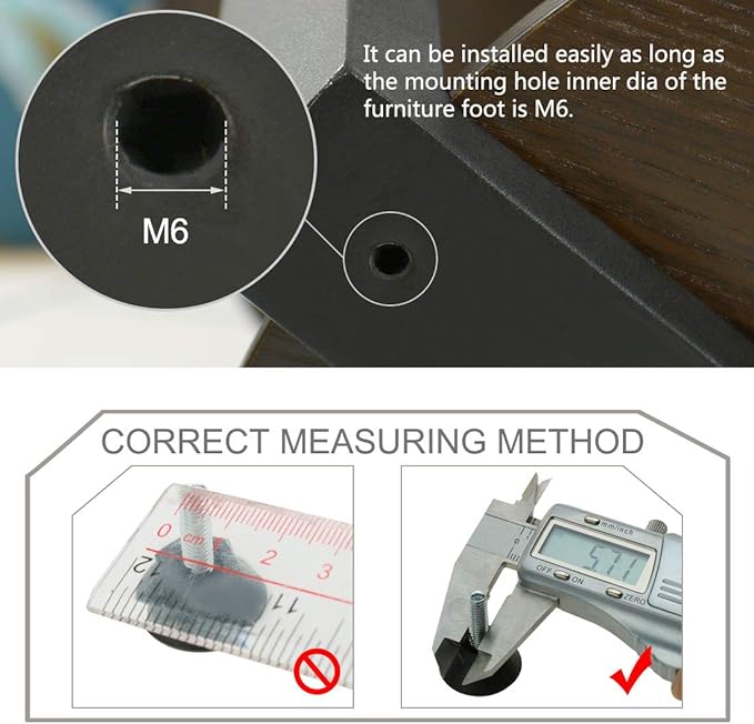 uxcell M6 x 17 x 24 Screw on Leveling Feet Adjustable Leveler Floor Protector - Image 3