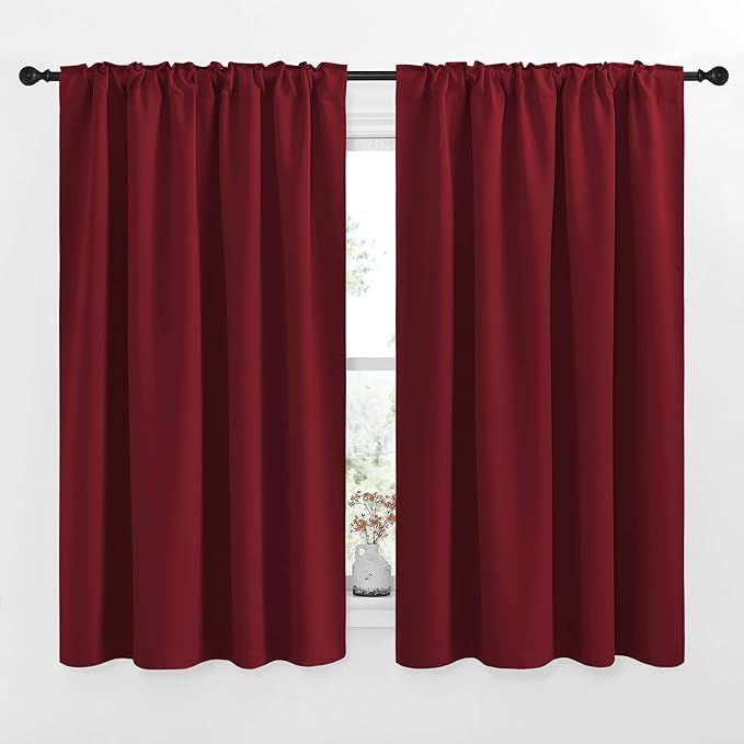 NICETOWN Christmas Burgundy Bedroom Blackout Draperies Panels - Image 3