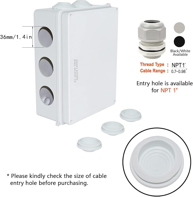 LeMotech ABS Plastic Dustproof Waterproof IP65 Junction Box Universal - Image 5