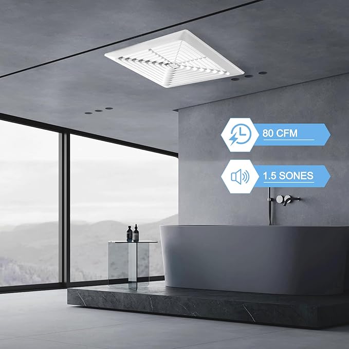 Bathroom Exhaust Fan 80CFM 1.5Sone, 4inch duct, Energy-Saving Household - Image 5