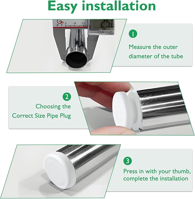 1/2" Plastic Hole Plugs White -Round Chair Leg Caps, Flush Mount Pipe Plugs - Image 4