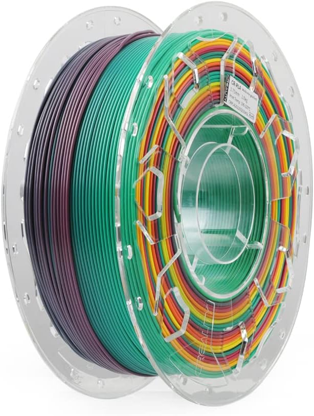 Creality PLA Filament 1.75mm Rainbow, 3D Printer Filament 1kg Spool, High by CREALITYFALCONLASERENGRAVER
