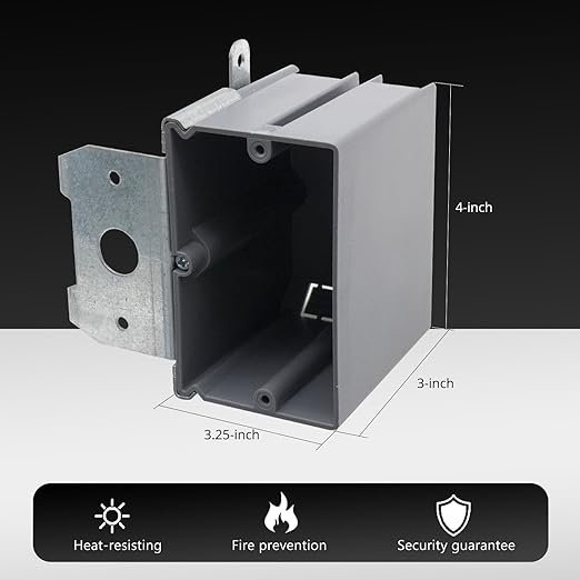 MAKERELE Grey Adjustable Outlet Box Electrical Enclosure, PVC 1 Gang Adjustable - Image 3