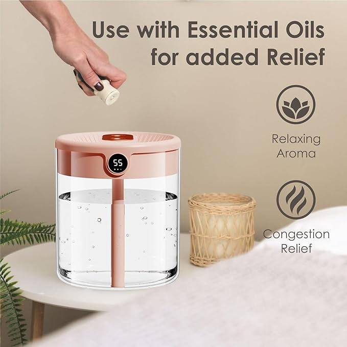 Dreamzy Humidifier for Large Room Cool Mist Bedroom Desktop Double Nozzle Cool - Image 4