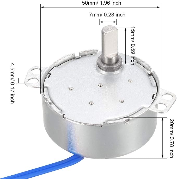 uxcell Synchronous Motor AC 100-127V 2-2.4RPM 50-60Hz CCW/CW 4W D Shaft - Image 3