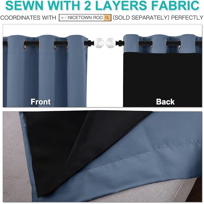 NICETOWN Insulated 100% Blackout Curtains, Noise Reducing Performance Drapes - Image 5