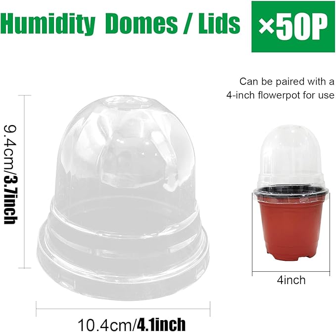 50 Pack Clear Plant Pot Domes, Transparent Seedling Domes Compatible - Image 2