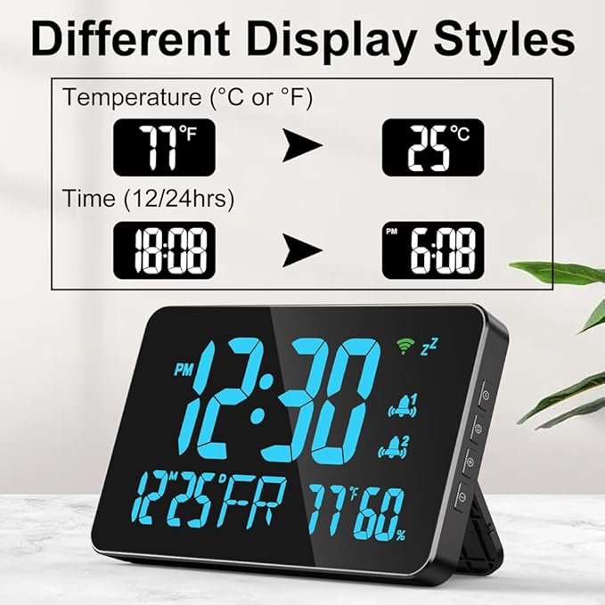 Walfront Tuya WiFi Digital Alarm Clock Desktop Clock Calendar Intelligent - Image 2