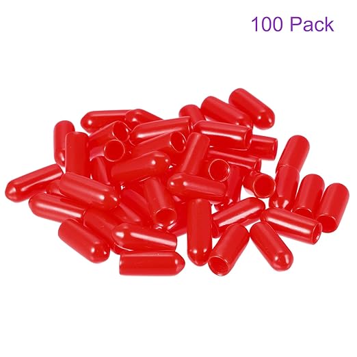 DMiotech 100 Pack 4mm ID Red Screw Thread Protectors Rubber End Caps Bolt Covers - Image 6
