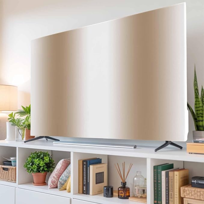 Modern Khaki White Ombre Indoor TV Cover, Elastic TV Screen Protector - Image 6