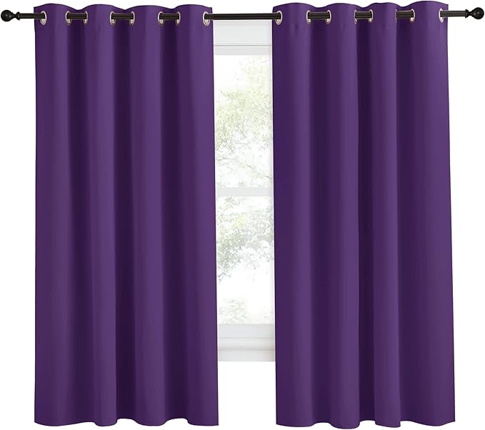 NICETOWN Blackout Window Curtain Short, 55W x 68L, Sold Individually, Royal - Image 2