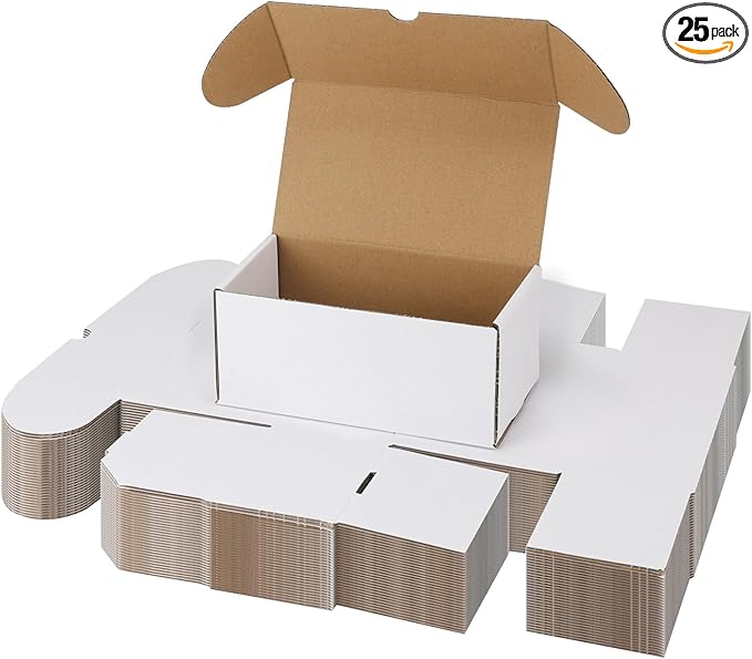 Bulk 200 Capacity Card Toploaders Storage Box, in Total 25 Pack Brown White by Serwrsw