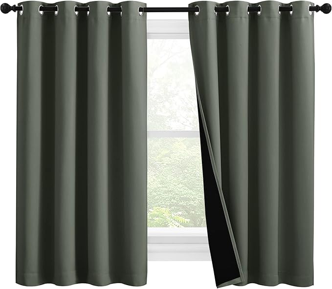 NICETOWN 100% Blackout Curtains 57 inches Long, Double-Deck Completely Blackout by NICETOWN
