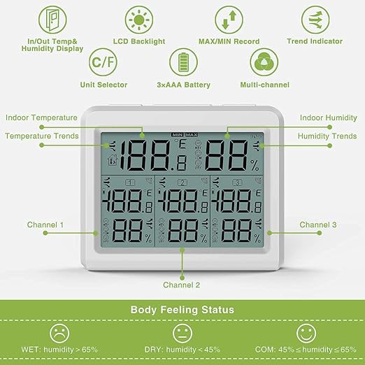 KeeKit Indoor Outdoor Thermometer, Digital Hygrometer Meter Gauge - Image 4