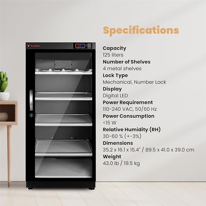 SLINGER 125L Dehumidifying Dry Cabinet Box, Digital Control Noiseless and - Image 7