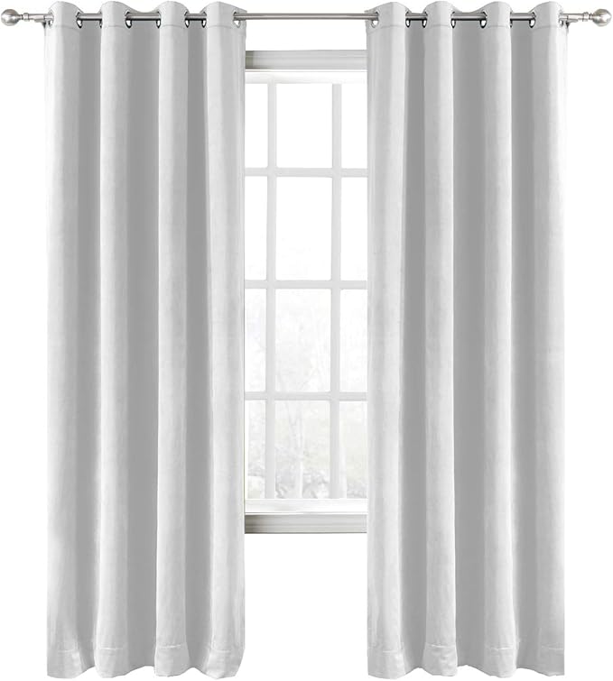 ChadMade Extra Wide Blackout Lined Premium Velvet Curtain Off White 120Wx72L by ChadMade