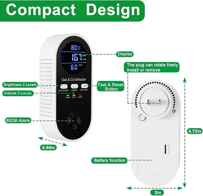 5-in-1 Combination Gas & Carbon Monoxide Detector - Image 2