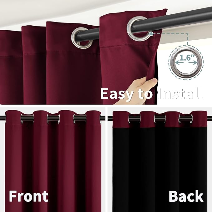 BGment Thermal Insulated 100% Blackout Curtains 72 Inch Length 2 Panels - Image 6