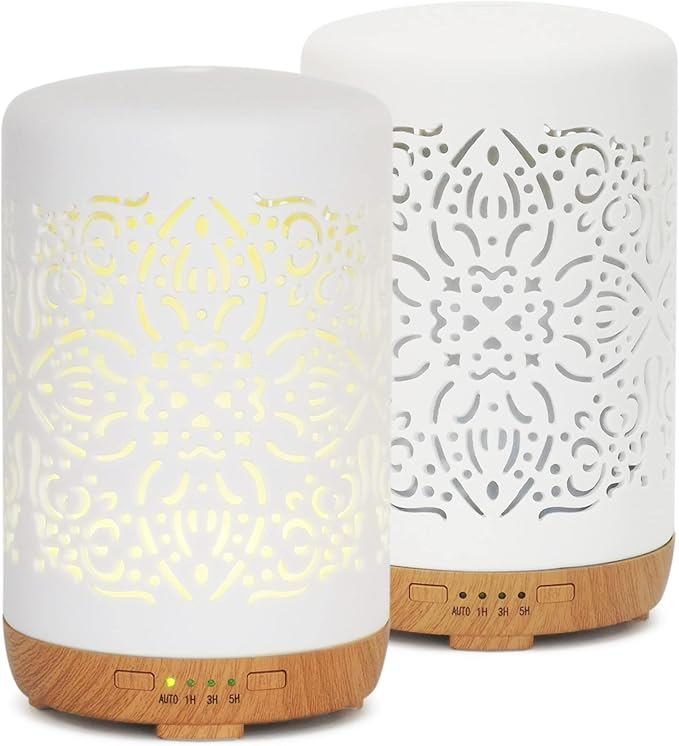 Earnest Living Essential Oil Diffuser White Ceramic Diffuser 250 ml Timers - Image 3