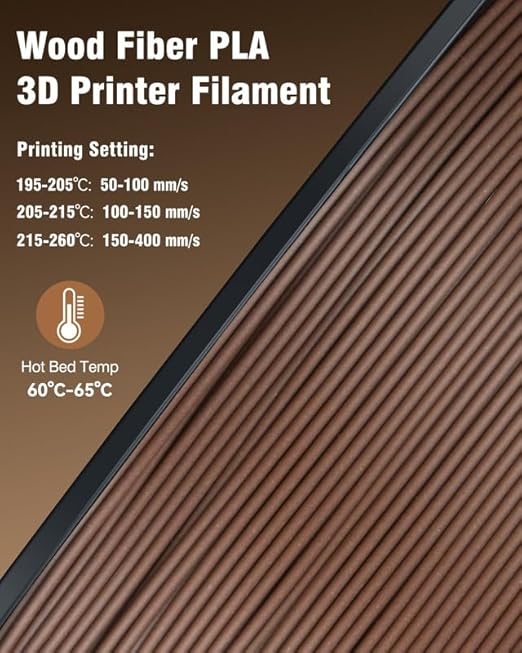 Real Wood Fiber PLA Filament 1.75mm Dark Brown Color, Natural Matte Texture - Image 7