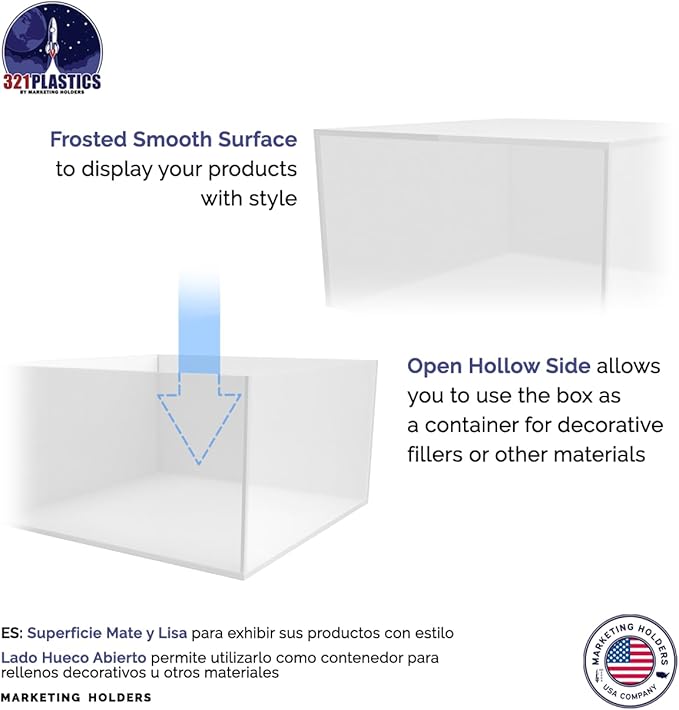 Acrylic Display Box Countertop Bin 7.25" x 7.25" x 4" Frosted Merchandise - Image 5