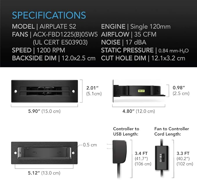 AC Infinity AIRPLATE S2, Quiet Cooling Blower Fan System 6" - Image 6